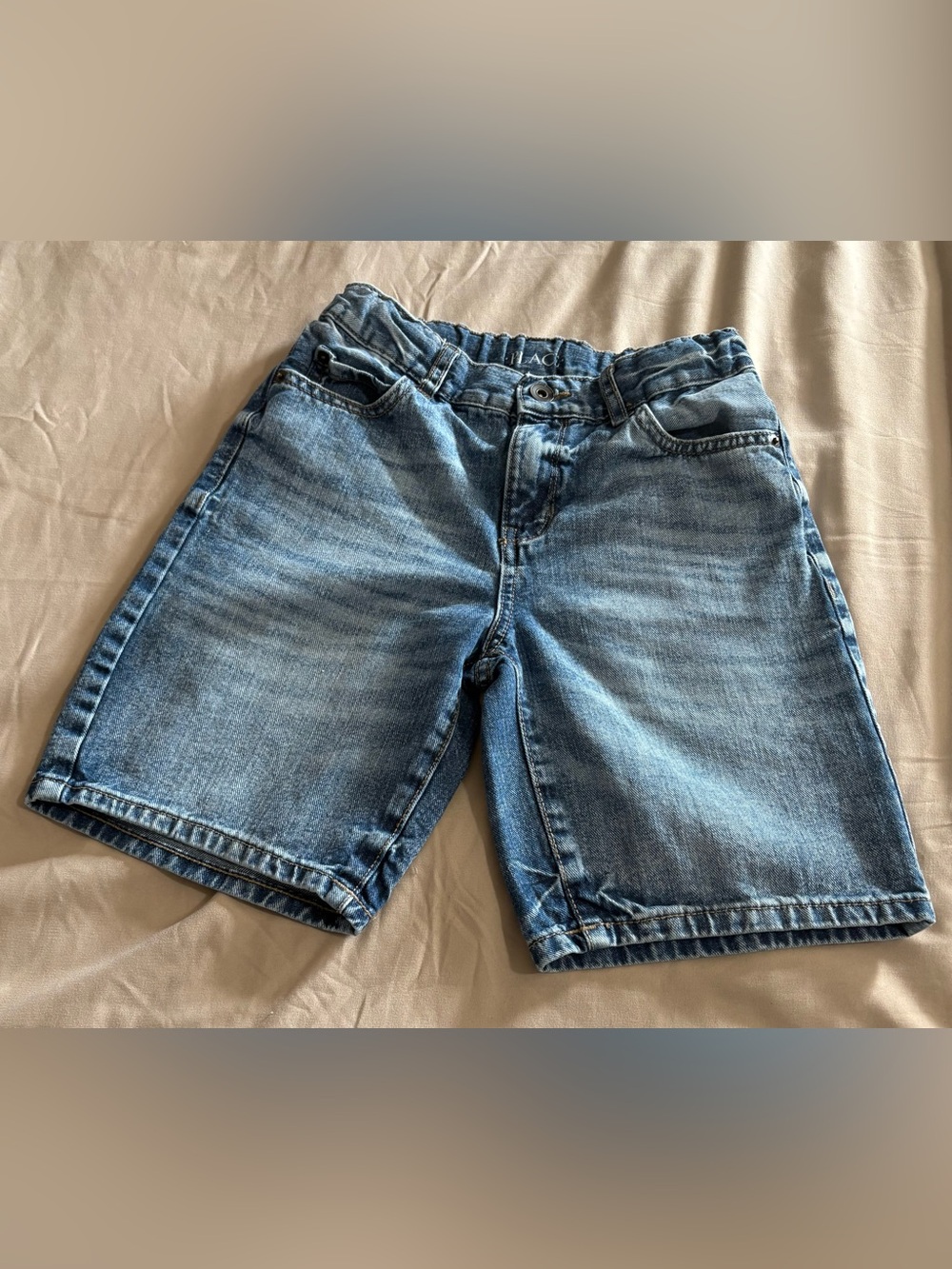 The Children’s Place Boys Light Wash Denim Jean Shorts Size 12 Elastic Waist EUC